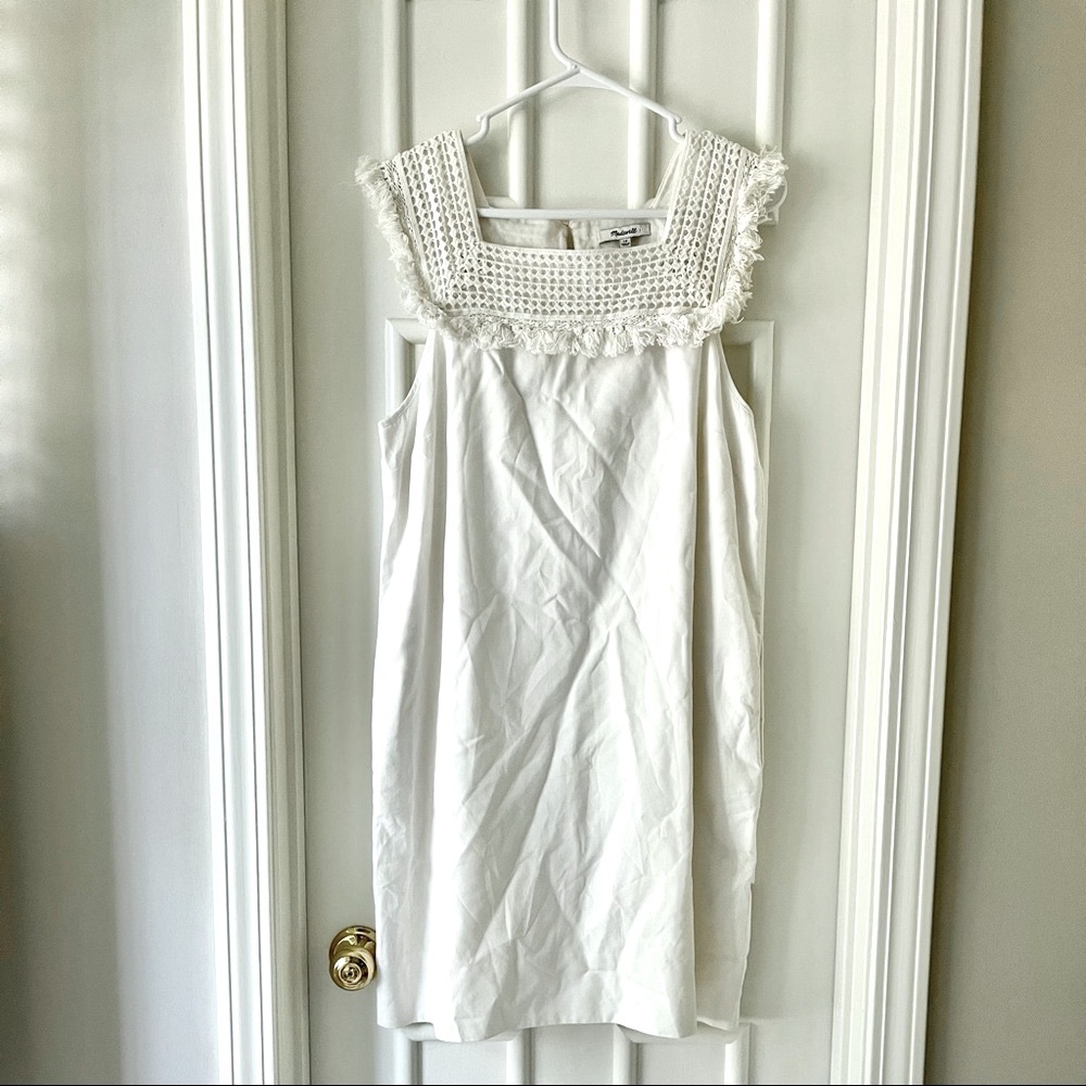 Madewell White Cotton Crochet Tassel Mini Dress